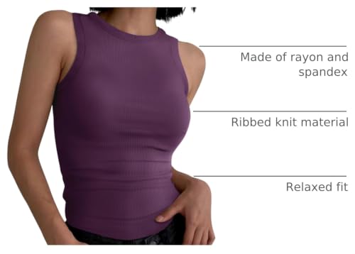 Image of ANRABESS Womens Sleeveless High Neck Tank Tops Fashion Summer Casual Basic Slim Fit Ribbed Racerback Top Shirt Clothes