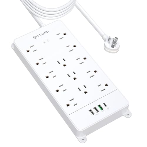 Image of TROND 15ft Surge Protector Power Strip with 32W USB,ETL Listed, 4000J,White