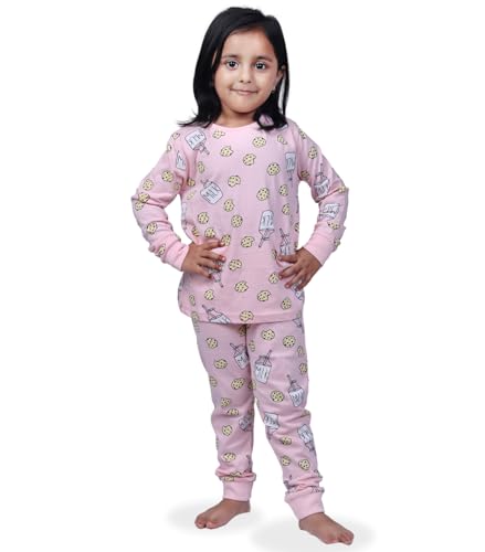 Image of Hestia | H.NSG.N.1 | Kids Girls Nightwear | Sleepwear | Cotton |Trouser Full Sleeves Tshirt | Elastic Waist |Night Dress with Pyjama Tshirts for Girls|All Over Horse Printed |Blue Color 4-6Yrs |Set 1
