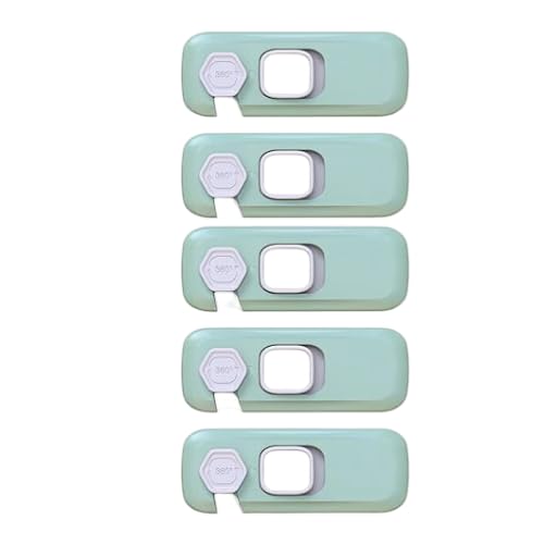 Image of 5 Pack Child Proof Refrigerator Lock, Fridge, Cabinets, Freezer Door Lock Apply to Max 1 inch(25mm) Sealing Strip for Toddlers and Kids, No Tools Need or Drill - Green (Green, 5)