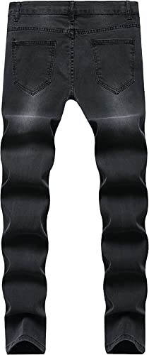 Men's Slim-fit Ripped Tapered Biker Jeans Pants Distressed Destroyed Slim Fit Jean Ripped Holes Skinny Denim Pants4
