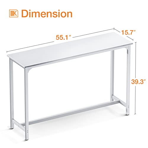 Odk 55" Bar Table, Bar Height Pub Table, Counter Height Bar Table, Rectangular High Top Kitchen & Dining Counter Tables With Sturdy Legs & Easy-To-Clean Top & 10 Min Quick Assembly, Indoor Use, White #TOP2
