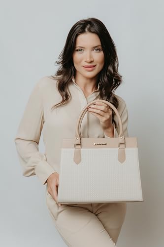 Bolsa Feminina Grande com alça transversal Santorini Handbag (nude/creme)