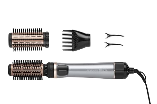 Foto von Remington Warmluftbürste rotierend [automatisch] Keratin Protect (inkl.3 Aufsätze: 2 Rundbürsten+Haaransatz-Booster für mehr Volumen) + Haarklammern, Keramikbeschichtung mit Mandelöl, AS8811,Grau