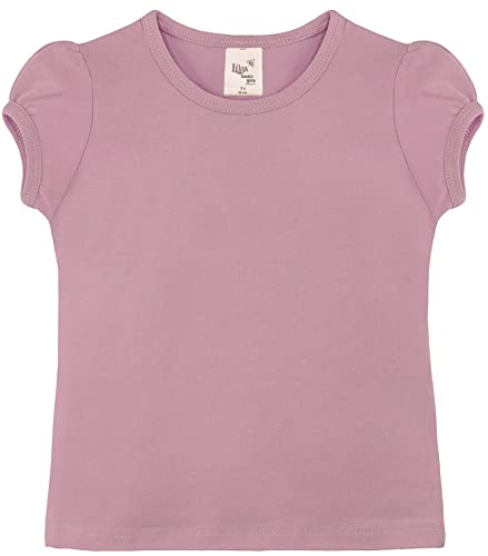 Image of Lilax Girls Short Puff Sleeve Cotton T-Shirt, Toddler & Little Girls Top | 95% Cotton Puff Sleeve Tee; Crewneck, Short Sleeve; Toddler & Girls Sizes 2T-12; for School, Play & Everyday; Machine Wash