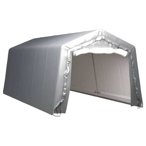 Generic Tenda Magazzino per Esterni, Acciaio Zincato e PE, Tettoia Grigia Impermeabile per Attrezzature da Giardino, Posto Auto Coperto con Resistenza Ai Raggi UV (240x240 cm) (300 x 600 cm)