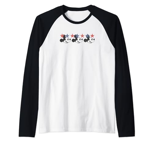 Mickey Disney t-shirt baseball raglan manches trois quarts motifs étoiles