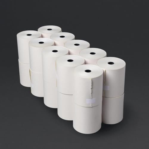 Olympia Non-Thermal 2ply White and Yellow Till Roll 76 x 70mm (20 pack) - Paper Till Receipt for PDQ Machine, EPOS Printer, Cash Register DK596