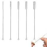 5-teiliges Rohrbürsten Set mit Holzgriff – T-förmige Reinigungsbürsten Ø 8/12/15/20/25 mm – Edelstahl-Bürsten für Bohrlöcher, Rohre, Trinkhalme, Flaschen, Kessel und schwer zugängliche Stell