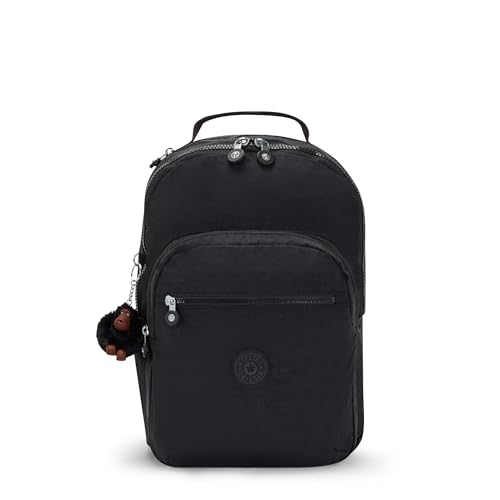 Mochila feminina Kipling Seoul de 15 polegadas para laptop, durável, espaçosa com alças de ombro acolchoadas, manga protetora embutida, preto tonal, 32,75 cm C x 43 cm A x 20 cm P
