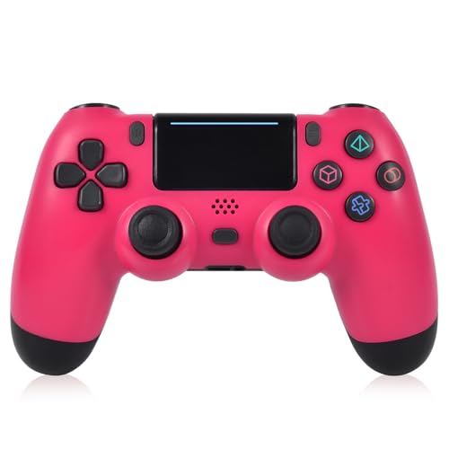 SWCTIM Wireless Controller für PS4,Game Controller Kompatibel mit PS4/Slim/Pro,Gamepad Joystick mit 3.5mm Kopfhörerbuchse,6-Achsen Gyro Sensor,Doppelter Vibration,Rot