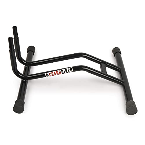 Image of Grandbiker Bicycle Parking Stand, Bicycle Floor Parking Holder Stand, Rubber (Black+Parrot Green)