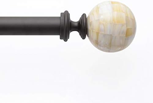 Brown Curtain Pole for Windows and Door Curtains Extendable 132 cm to 365 cm, Brown Matte Metal Curtain Rod with MOP Finials & Brackets Set (25/22 MM)  By Deco Window
