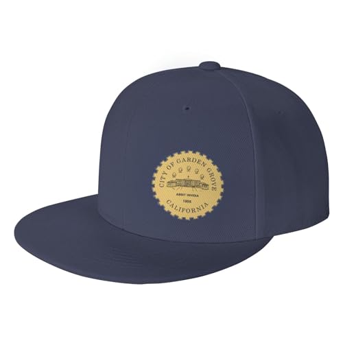 NUYOAII Seal of Garden Grove, California Snapback Hat Flat Bill Brim Baseball Cap for Men Women Trucker Cap Navy Blue