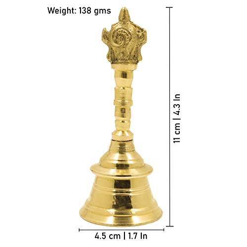 Image of Spillbox Traditional Brass Pooja Bell /Ghanti for Pooja /Worship for Temple Home - 4 inch inch ShankChakra