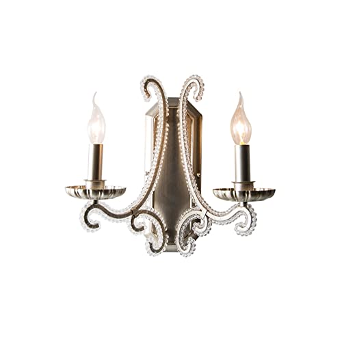 Apliques de Pared Lámpara De Pared De La Sala De Estar De Estilo Americano Lámpara De Pared Del Dormitorio De Hierro Forjado Rústico Lámpara De Noche Lámpara De Pasillo De Plata Vintage Lámparas De Cr