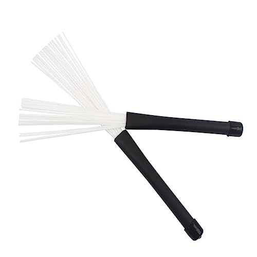 ULDIGI Set of 2 Drum Brush Sticks Retractable Drum Brush for Drums Jazz Style Black White Flexible Nylon Tips