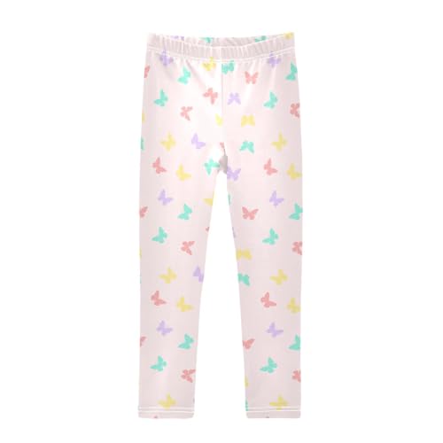 Butterfly Silhouette Girls Leggings,Workout Leggings for Girls Toddler Athletic Leggings Size for 3-10T
