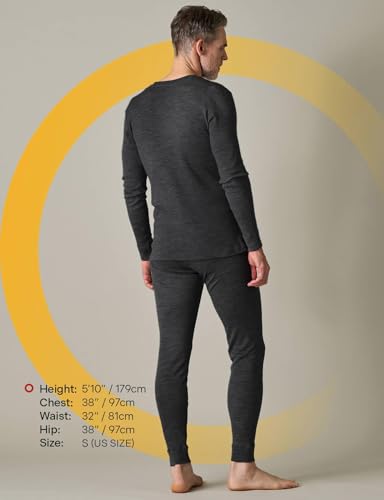 LAPASA Men's 100% Merino Wool Base Layer Set Warm Long Sleeve Thermal Underwear Top & Bottom, Breathable, Soft Thermoflux M31, Dark Heather Grey, M - Image 2