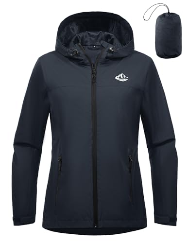 heekpek Veste Imperméable Femme mi Saison Compacte Manteau Vestes de Pluie Légère Parka Coupe Vent à Capuche Automne Blouson d'Extérieur Softshell...