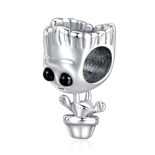 Image of S925 Sterling Silver Cartoon Anime Charms Pendant, Character Figures Dangle for Bracelet Necklace, Gifts for Mom Girlfriend Family, Valentine's Birthday Christmas Anniversary Jewelry