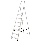 BiGDUG Aluminium Step Ladder - 8 Step Folding Ladder - Non-Slip Surface Hand Rails 8 Tread - Closed Height 2370 mm Platform Height 1620mm