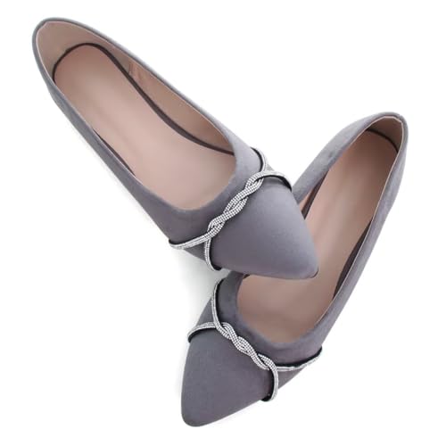 Image of TN TANGNEST Womens Casual Flats Chain Ballet Flats | Fashion Pointed Toe Rhinestone Flats, Comfort Slip On Dress Shoes for Business Work Office Wedding Party
