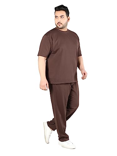 Image of CHKOKKO Men's Plus Size Terry Cotton Loose Fit Half Sleeves T-Shirt