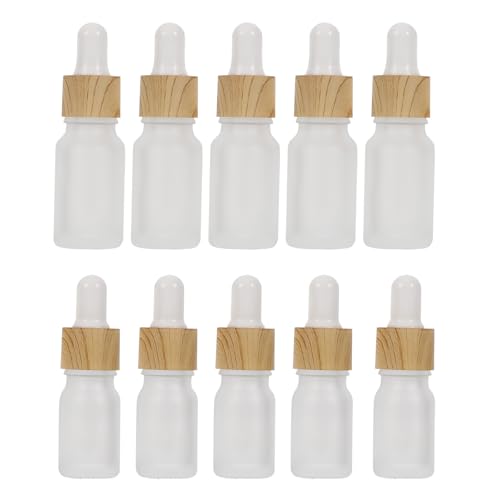 COOPHYA Botellas de Esmerilado Pack de 10 Piezas para Aceites de 5ml Tapa de Madera y Gotero para Actividades al Aire Libre y Uso Cosmético