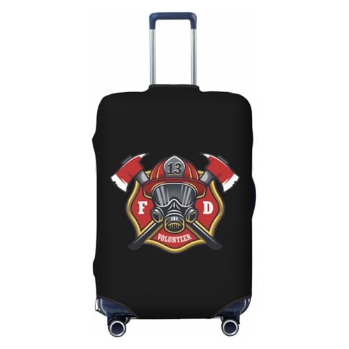 Firefighter Travel Luggage Cover Suitcase Protector Fits 26-28 Inch Case(Black,L)
