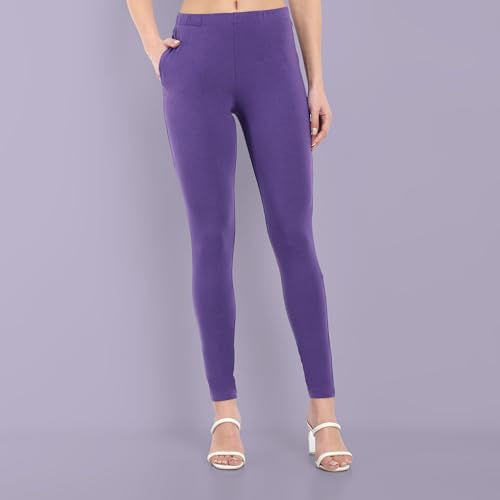 Image of ONE SKY Women Full Length Leggings | Cotton Modal Spandex Blend | High Waist Stretchable & Bio-Washed Fabric | Colour-Lock Technology | Comfortable Leggings for Women