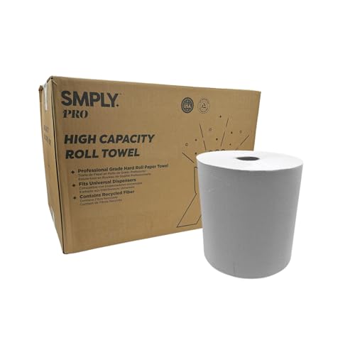 SMPLY PRO Hardwound Roll Towels – 1,000' Length, 12-Roll Case – Universal 1.5