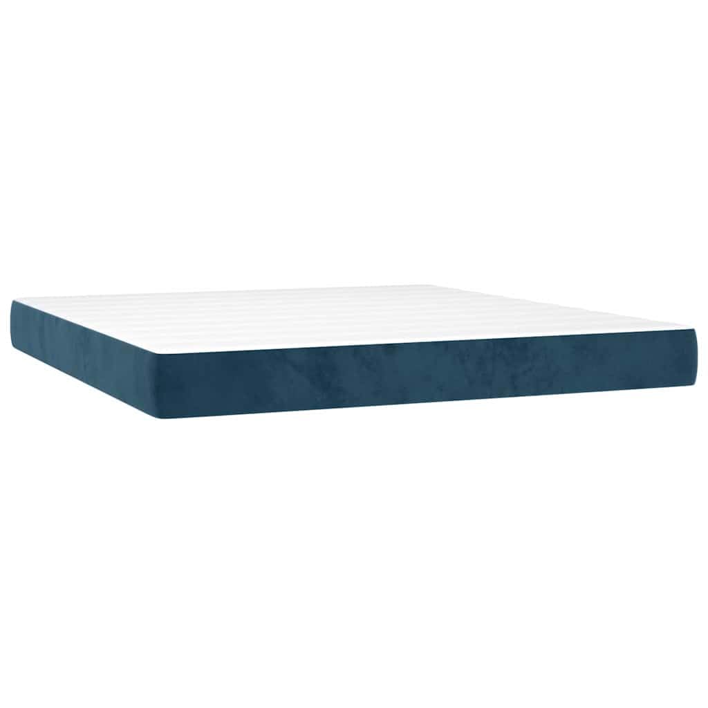 Cama con somier con funda de terciopelo de 160 x 200 cm y cabecero regulable en altura, incluye colchón de muelles ensacados para apoyo de dureza media