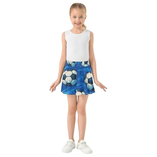 Dance Golf Girls Skorts Athletic Shorts Skirts with Shorts School Cute Soccer Balls Blue 4t3