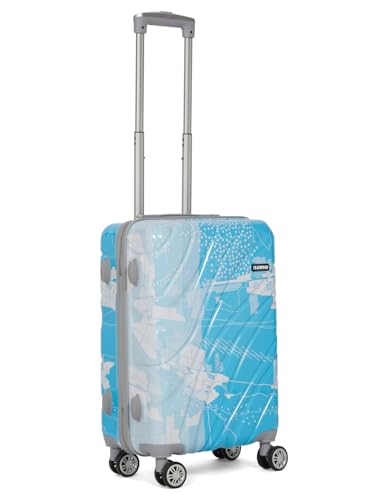 Image of Teakwood World Small 55 cm Cabin Size Trolley Bag Polycarbonate 360 Degree 8 Wheels Luggage Bag with TSA Lock, Adjustable Handle Trolley Bags for Travel, Suitcase for Travel | Blue