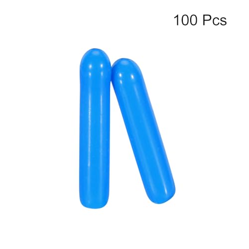 Image of MECCANIXITY 100pcs 2mm Rubber End Caps Cover PVC Vinyl Screw Thread Protector Round Wire Shelf Caps for Screw Bolt Pipe Fence Post, Light Blue