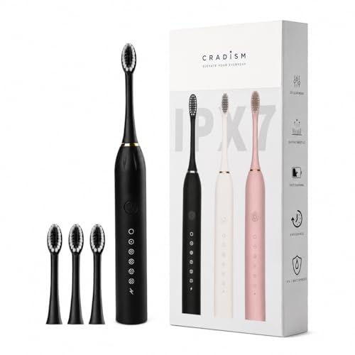 Image of Sonic Electric Toothbrush for Adults & Kids | USB Rechargeable | 6 Cleaning Modes | Smart Timer | IPX7 Waterproof | 3 Replacement Brush Heads (Multicolor)