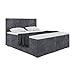 MEBLINI Boxspringbett mit Bettkasten - Gepolstert Doppelbett mit Matratze und Topper - Polsterbett mit Stauraum - Bett mit Kopfteil - Stauraumbett - PILATO - 180x200 - H4/Dunkelgrau Samt