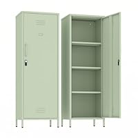 Epochsteele Metal Storage Cabinet Locker Cabinets Lockable Single File Storage Cabinet with Door and Removable Shelves Kids Locker for School Gym Pantry Kitchen (Green)