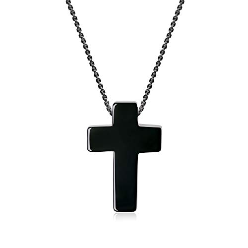 Pendentif Croix Obsidienne Noire Collier Homme Femme Bijou Pierre Volcanique Cristaux