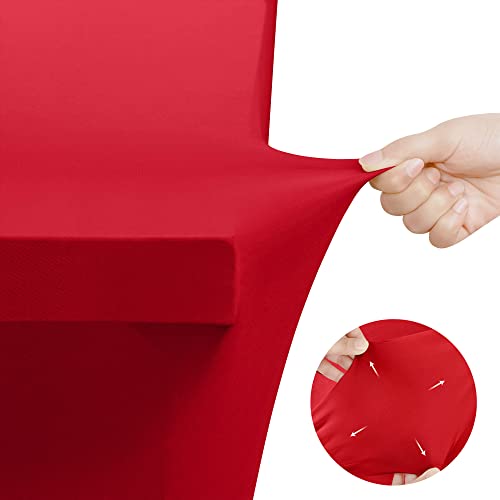 Image of Utopia Kitchen Spandex Tablecloth 1 Pack [6FT, Red] Tight, Fitted, Washable and Wrinkle Resistant Stretch Rectangular Patio Table Cover for Event, Wedding, Banquet & Parties [72Lx30Wx30H Inch]