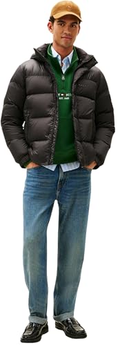 Tommy Hilfiger Herren Pufferjacke Mix Down mit Kapuze, Schwarz (Black), S – Ansicht 4