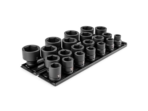 Image of TEKTON 3 /4 Inch Drive Impact Socket Set, 21-Piece | SID93101 | (3 /4 - 2 in.), Shallow, 6-Point, Socket Rail