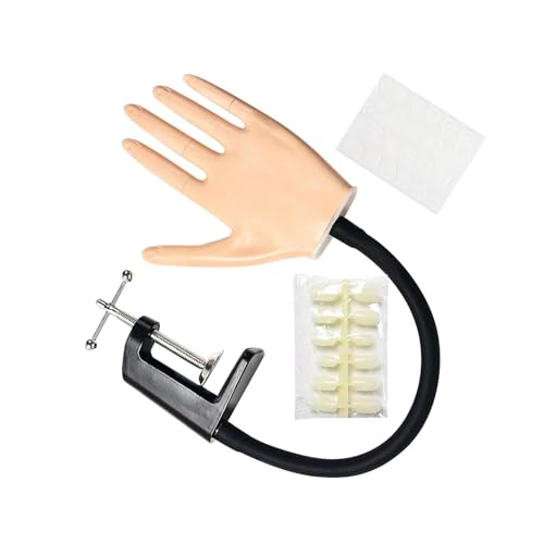 amleso アクリルネイルの練習用ハンド、練習用マネキンハンド、DIYネイルアート初心者用スタンド付きネイルハンド、写真撮影用小道具