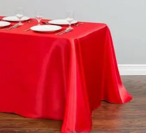 GKLUTV 10 pièces Nappe en Satin décoration de fête Banquet Nappe de Mariage-Rouge-145x305 cm
