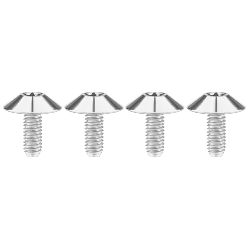 Titanium M4 M5 M6 Button Torx Head Bolt Screw (Silver, M4x10mm)