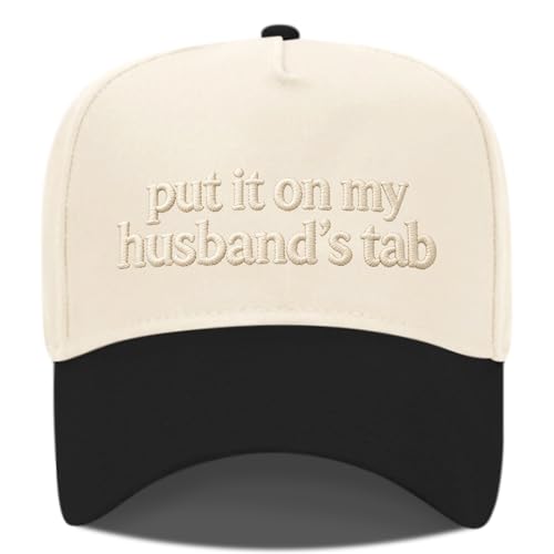 Put It On My Husband's Tab Tab Funny Trucker Hats Women Vintage Adjustable Baseball Cap Embroidery Fashion Trucker Hat