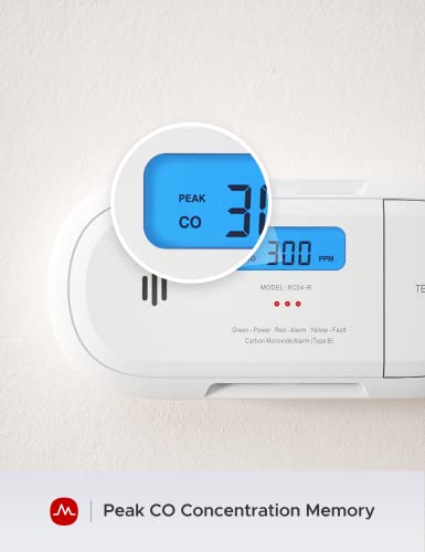 X-Sense Kohlenmonoxidmelder mit LCD, 10-Jahres-Batterie, XC04-R, 1 Stück – Ansicht 3