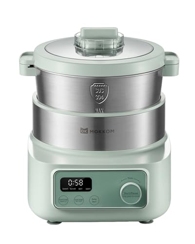 MOKKOM Electric Dough Maker with Proof Dough Function, Microcomputer Timing, 6.34Qt 304 Stainless Steel Bowl, Household Dough Maker Kitchen Flour Kneading Machine, Green
