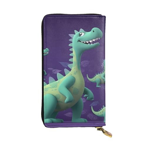Cartoon dinosaur Wallet for Men Women Long Purse Leather Clutch Large Business Handbag Travel Phone Holder Credit Card Holder Money Case with Zipper Leather Wallets Gift